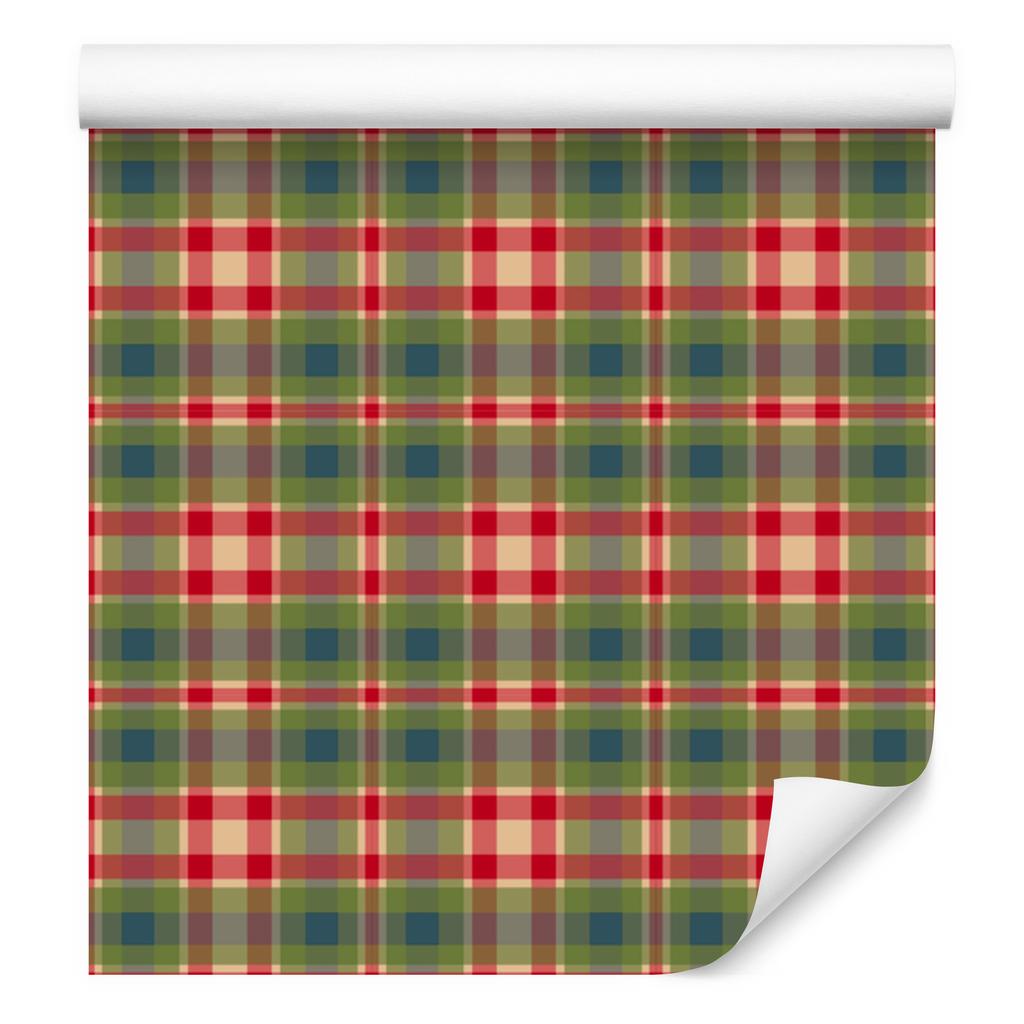 Christmas Autumn Plaid Wallpaper Red, Orange and Brown 50x1000
