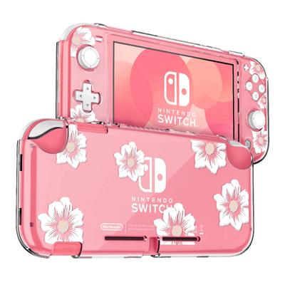 DLseego Switch Lite Clear Detachable PC Full Easy Cute Pressed White Flower Design Case, Cover, Ultra-Lightweight, Shockproof, Scratch-Resistant,
