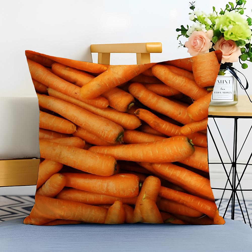Healthy Delicious Fresh Food Anime Health Cushion Cover Washable Linen Pillowcase Soft for Sofa Bed Cozy Home Room Decor