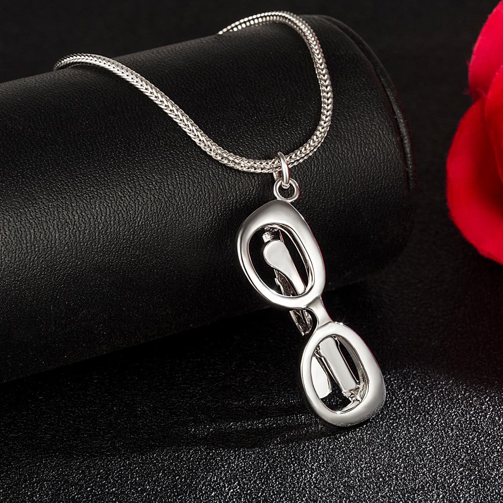 Moda femeie colier 100% argint 925 nou design ochelari de soare pandantiv lanț colier pentru bărbați cupluri bijuterii fine