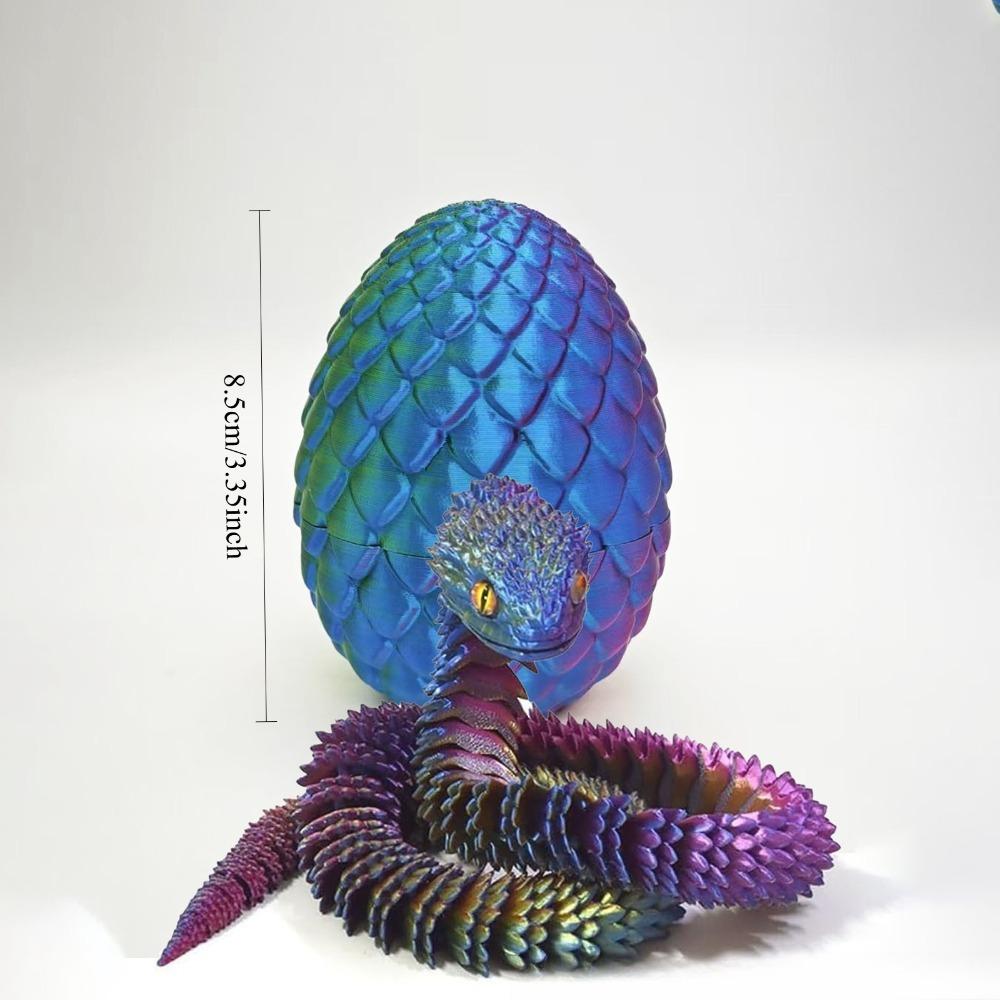 Ovo de Cobra Impresso em 3D com Dobradiça Interna Flexível Brinquedo Animal, Ovo Surpresa com Articulação Móvel Decoração de Mesa para Casa