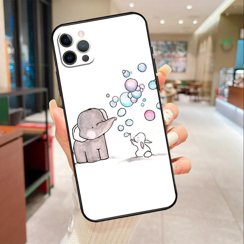 

Cute Elephant Phone Case For iPhone 17 Air 16 15 13 11 12 14 Pro Max mini 15 16 Plus 16e Protective Cover iPhone 15 Plus