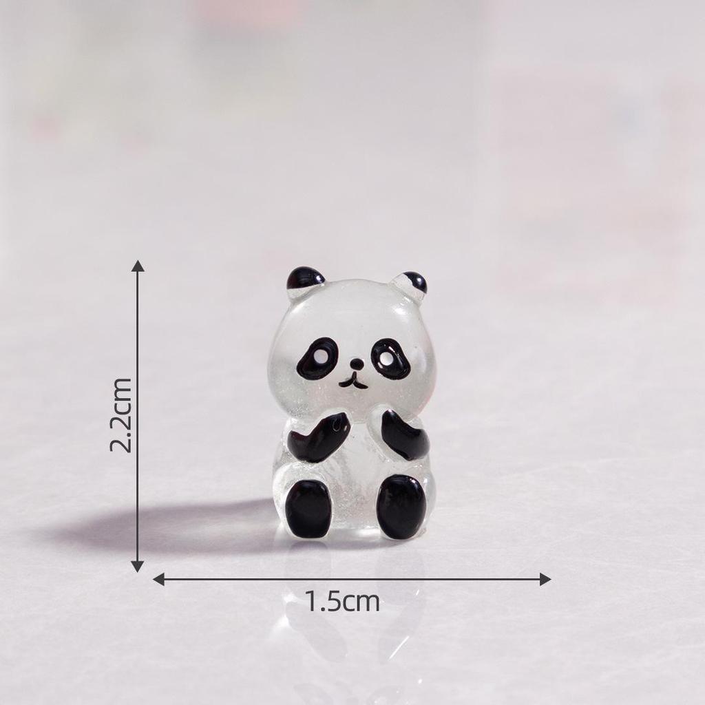 Luminous Panda Resin Ornament: Cute Micro Landscape Decor for Car Dashboard or Desktop