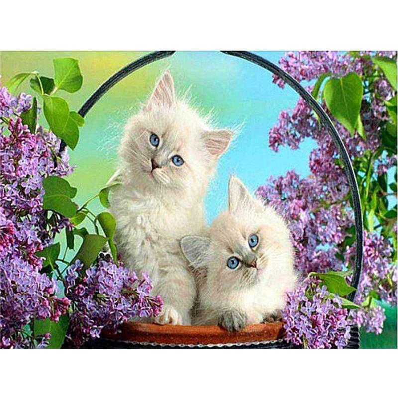 Flower DIY 5D Diamond Painting Full Round Drill Cat Diamond Embroidery Animal Cross Stitch Mosaic Rhinestones Art Handwork Gift