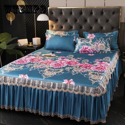 Cool Mat Ice Silk Mat Třídílná sada Jednolůžkový/dvojlůžkový pokoj Lze prát v pračce Sukně na postel Letní přehoz Skládací klimatizované sedadlo