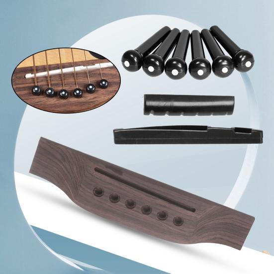 1 Set Guitar Bridge Set Multipurpose High Stability Adjustable Acoustic Guitar Rosewood Bridge