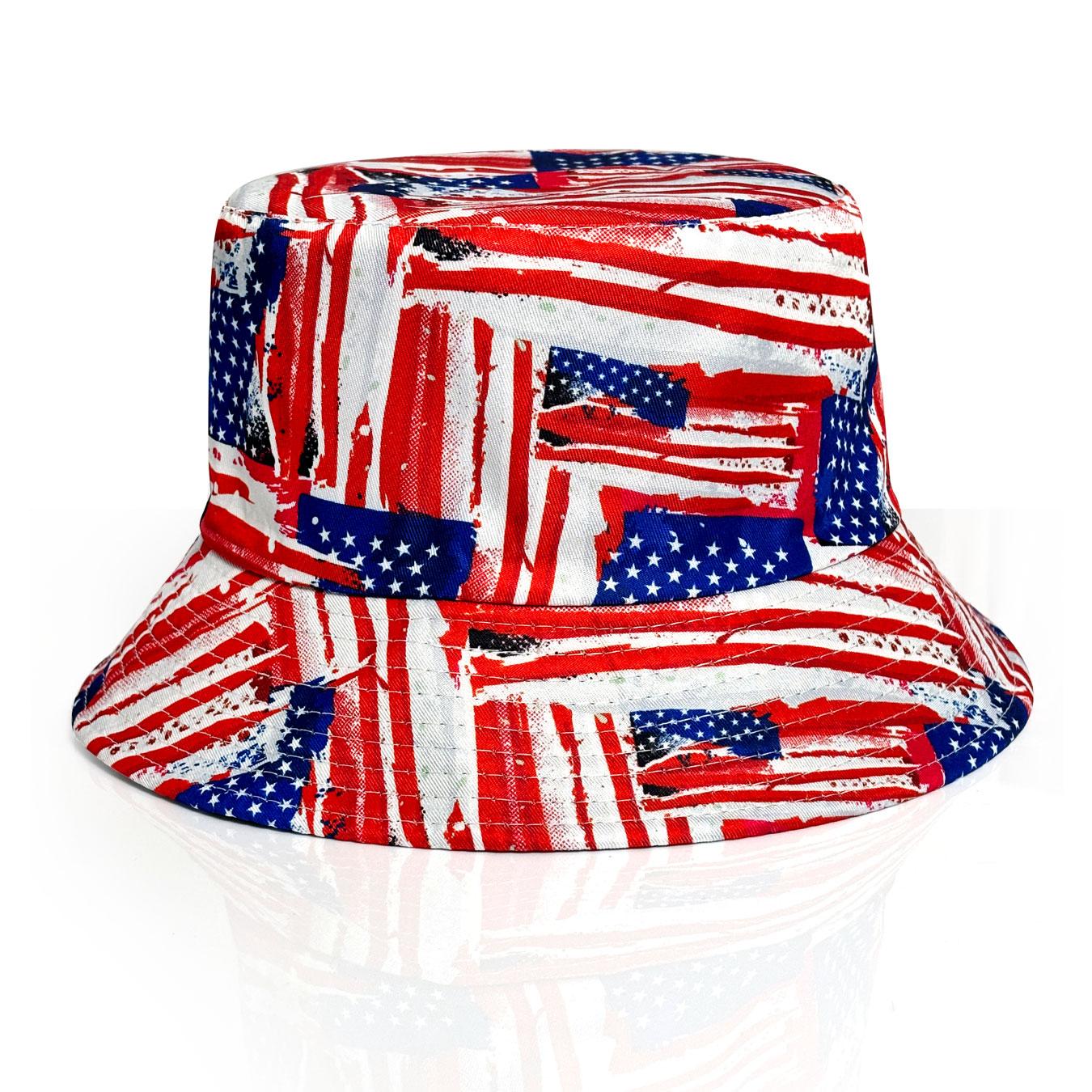 

Patriotic American Flag Bucket Hat, Reversible, Casual Style, Foldable, Suitable for Independence Day and Everyday Use, One Size синій
