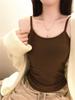 Chic U-Neck Padded Spaghetti Strap Velvet Winter Tank Top