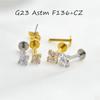 Titanium G23 ASTM F136 Push-in Labret Stud with Inlaid Zircon for Ear Cartilage Piercing