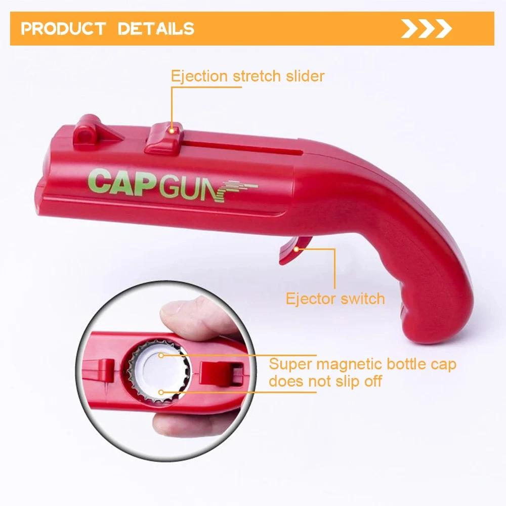 1PC Portable Cap Gun Creative Flying Cap Launcher Bottle Beer Opener Bar Tool Drink Opening Gun Shaped Bottle Lids Bottle Opener