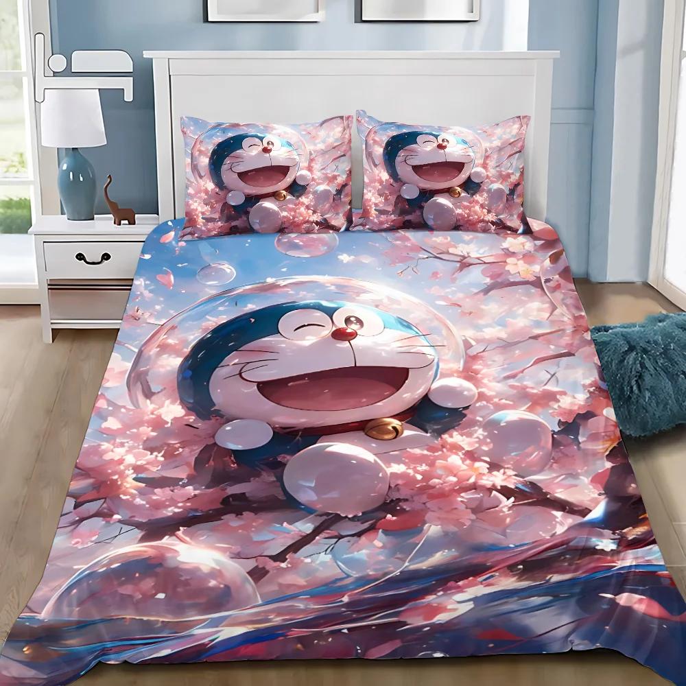 Carton D-Doraemons Soft Duvet Cover Pilowcase Children Beding Set Adult People Boy Girl Bedrom Decoration Gift Single Double Large Sized Dimensions