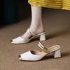 Fashion Fashion Womens High Heels French Toe High-Heeled Sandals Summer New Versatile Women's Half Slippers Tacones Altos Para Mujeres