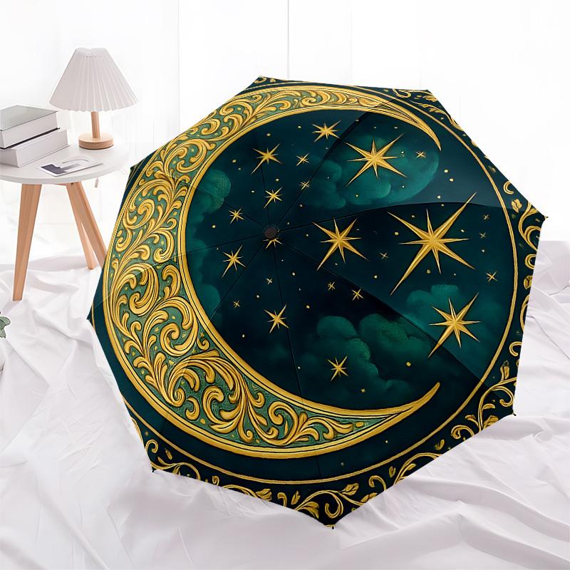 1pc Celestial Ornament DesignUmbrella with Plastic Handle,Suitable for All Seasons Home Travel Outdoor UmbrellaB1582