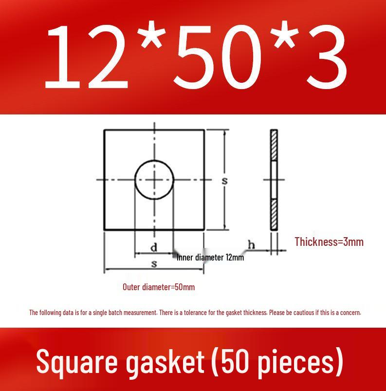 Thick Galvanized Square Iron Washer with Hole for M6-M24 Curtain Wall Use