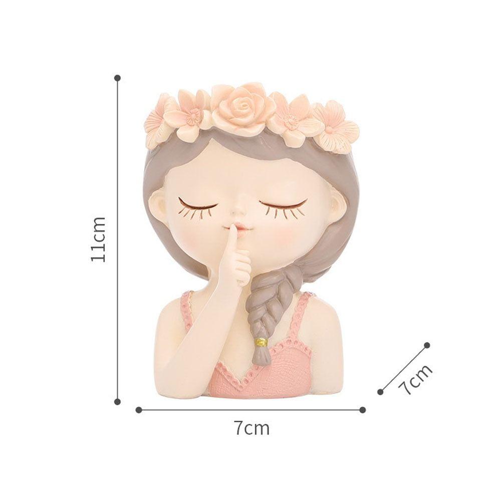 Resin Girl Decorative Planters Drainage Hole Succulent Cactus Planter Pot Office Decoration