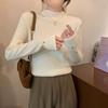 High-end knitted sweater women's semi-turtleneck bottoming shirt spring unique cuff design inner top