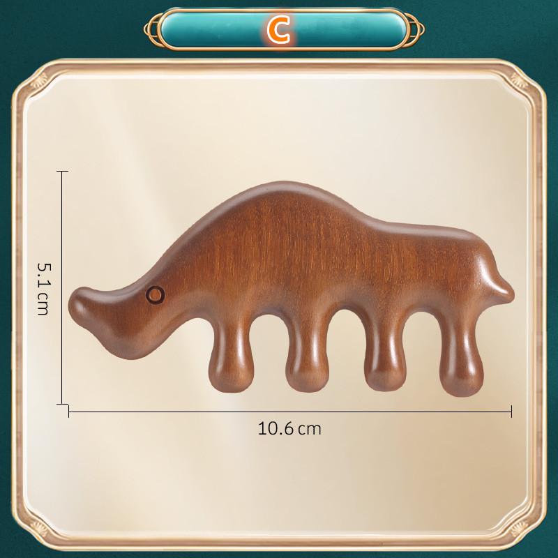 

Animal Shape Sandalwood Hair Comb Scalp Relax Acupoint Massager Portable Wooden Handle Five Teeth Comb Anti-Static Styling Tool