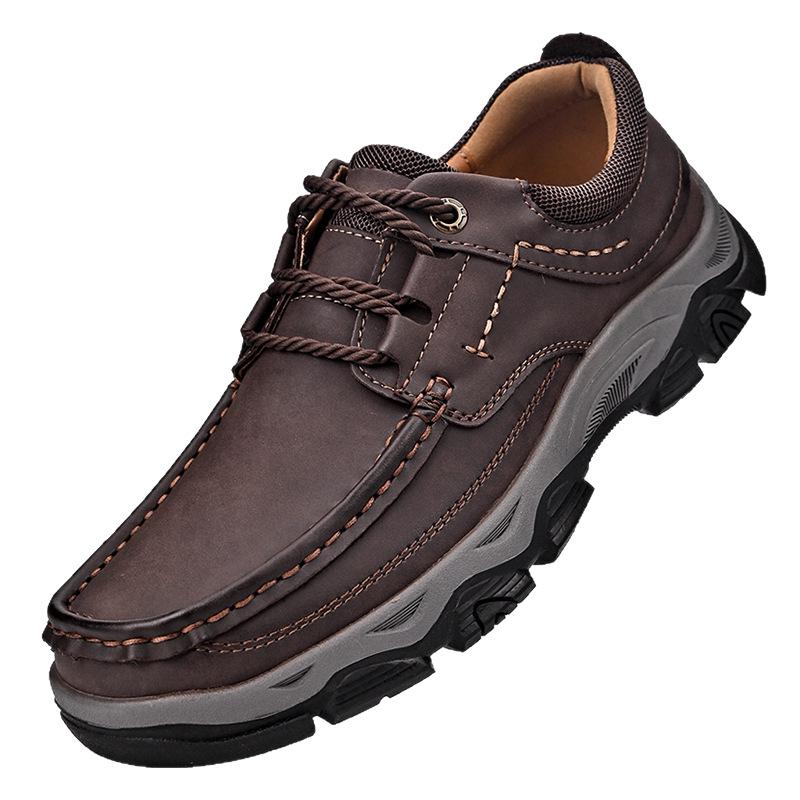 Men's PU Leather Thick Sole Hiking Shoes - Large Size Casual Outdoor Sneakers