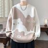Men's College-Style Thick Knit Sweater with Velvet, Autumn/Winter Cozy Loose Fit