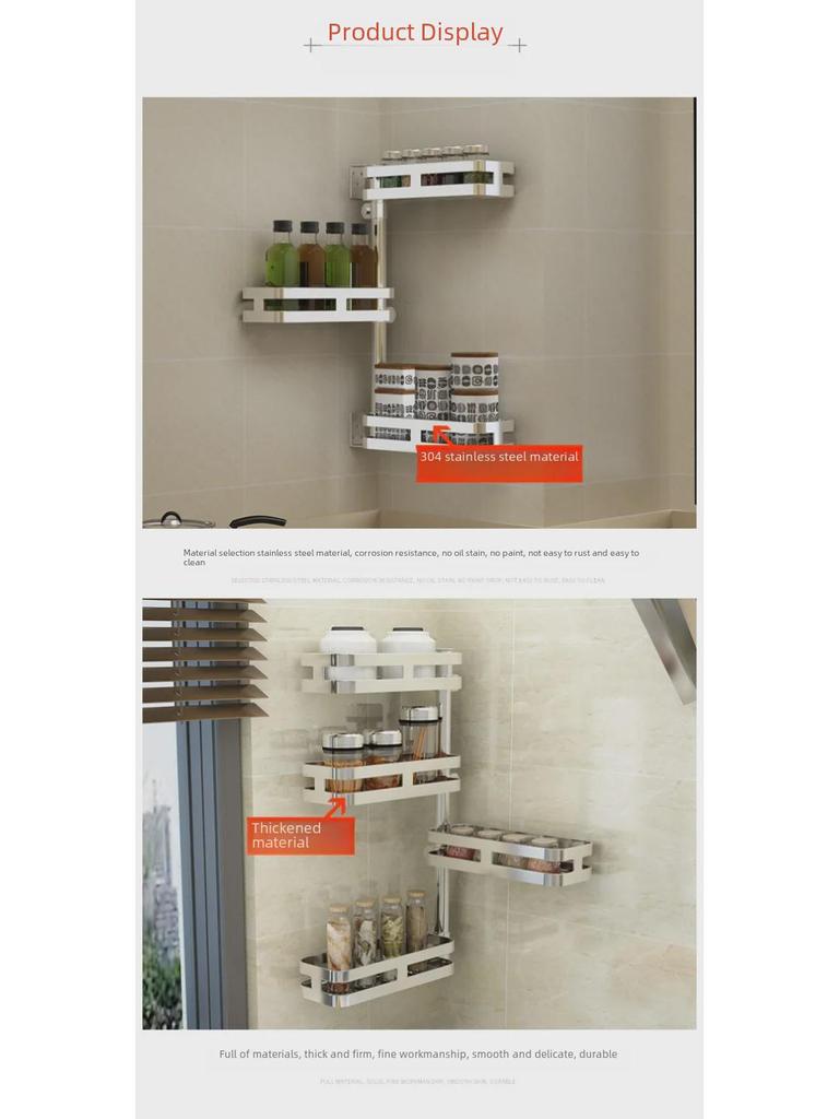 304 Stal nierdzewna Obrotowa Półka Ścienna Do Kuchni i Łazienki Narożna