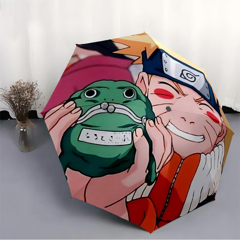 1pc Naruto Automatic Umbrella - 8-Rib Portable Folding Black Iron Frame for Outdoor, Beach, Travel 0905179
