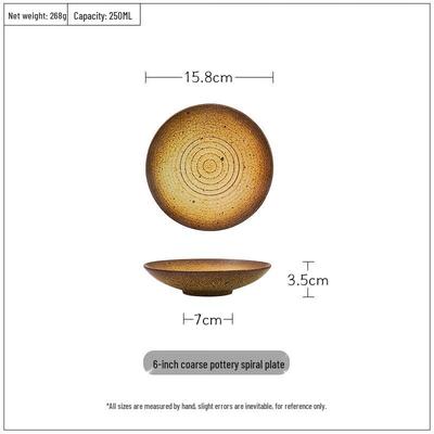 Wutuo Japanese Style Spiral Coarse Pottery Plate