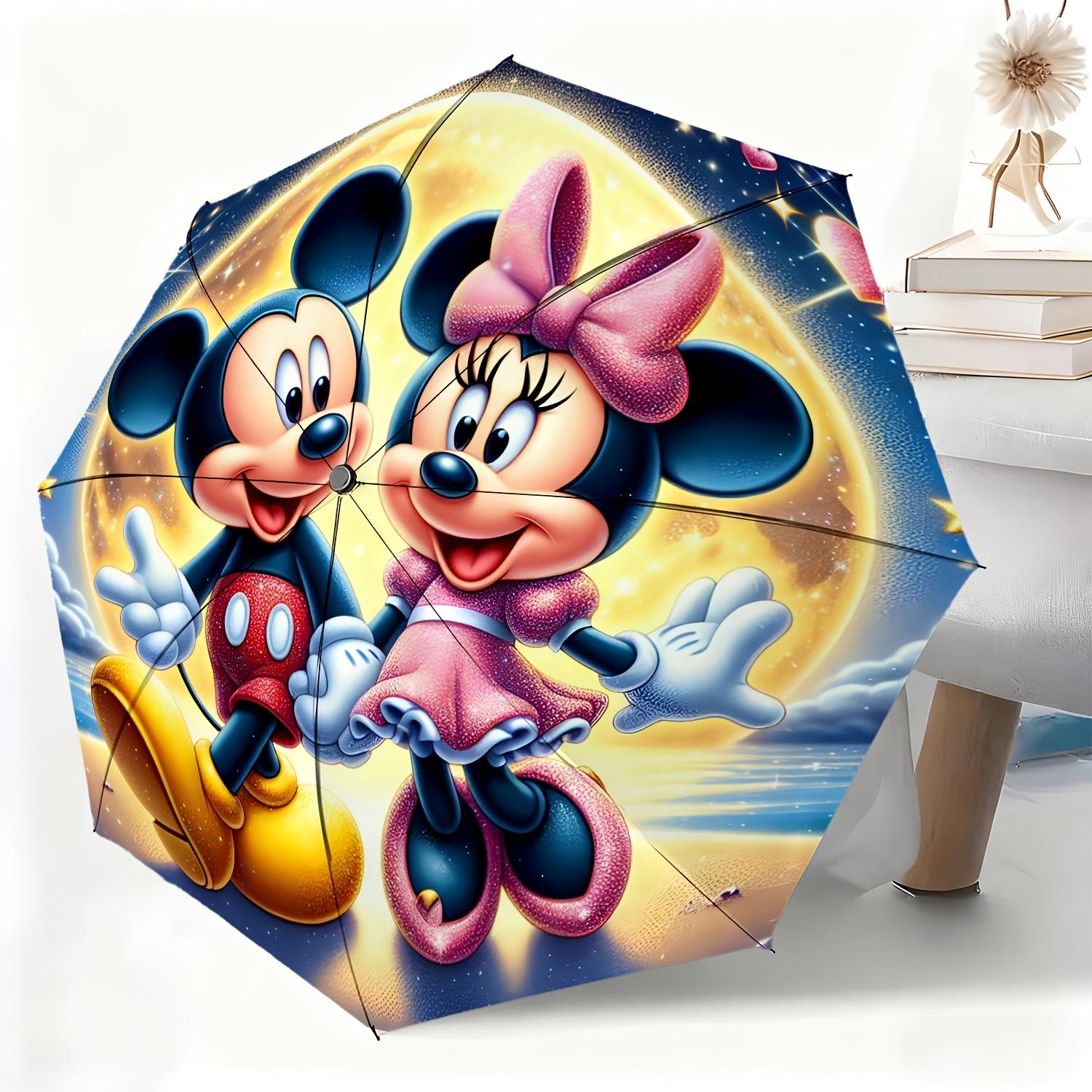 

1pc Umbrella Featuring Mickey And Minnie Cartoon Characters, a Fully Automatic Umbrella Suitable for All Occasions, a Portable (as the picture,Iron&8K)