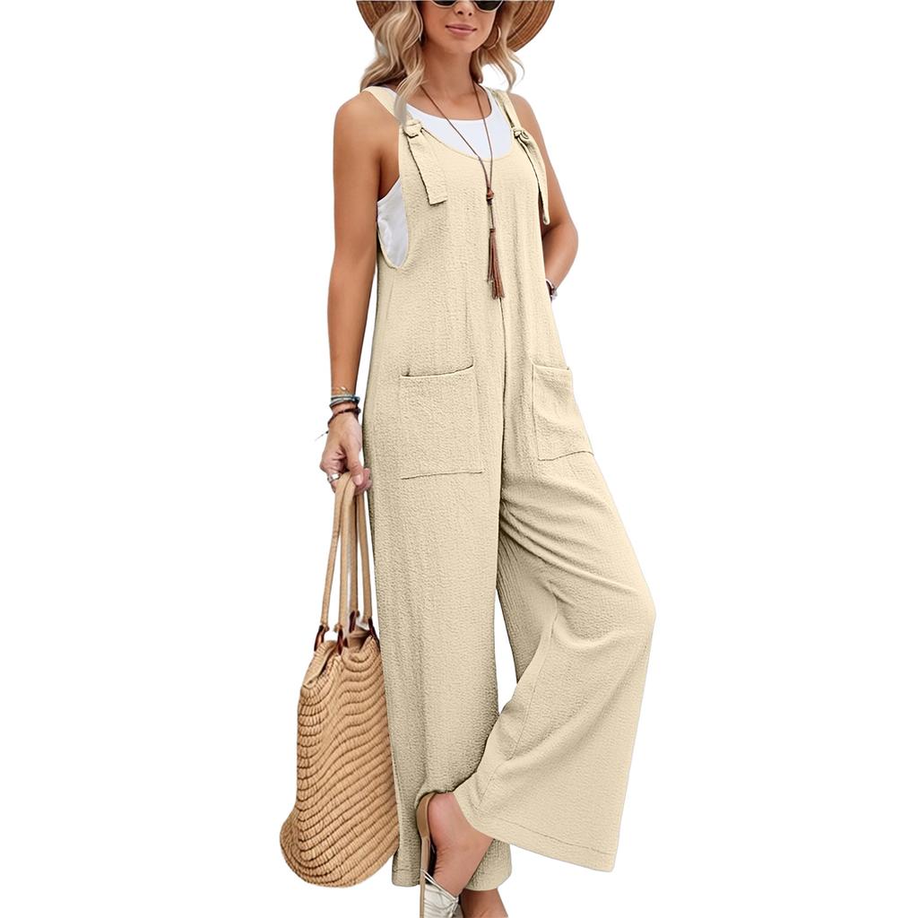 Women's Fashion Cotton And Linen Strappy Jumpsuit/Overalls