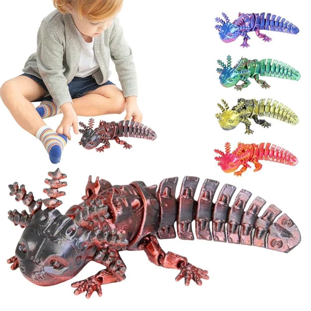 PLA 3D Printed Axolotl Model Multicolor Movable Axolotl Action Figure Multi-jointed Articulated Animal Figurine