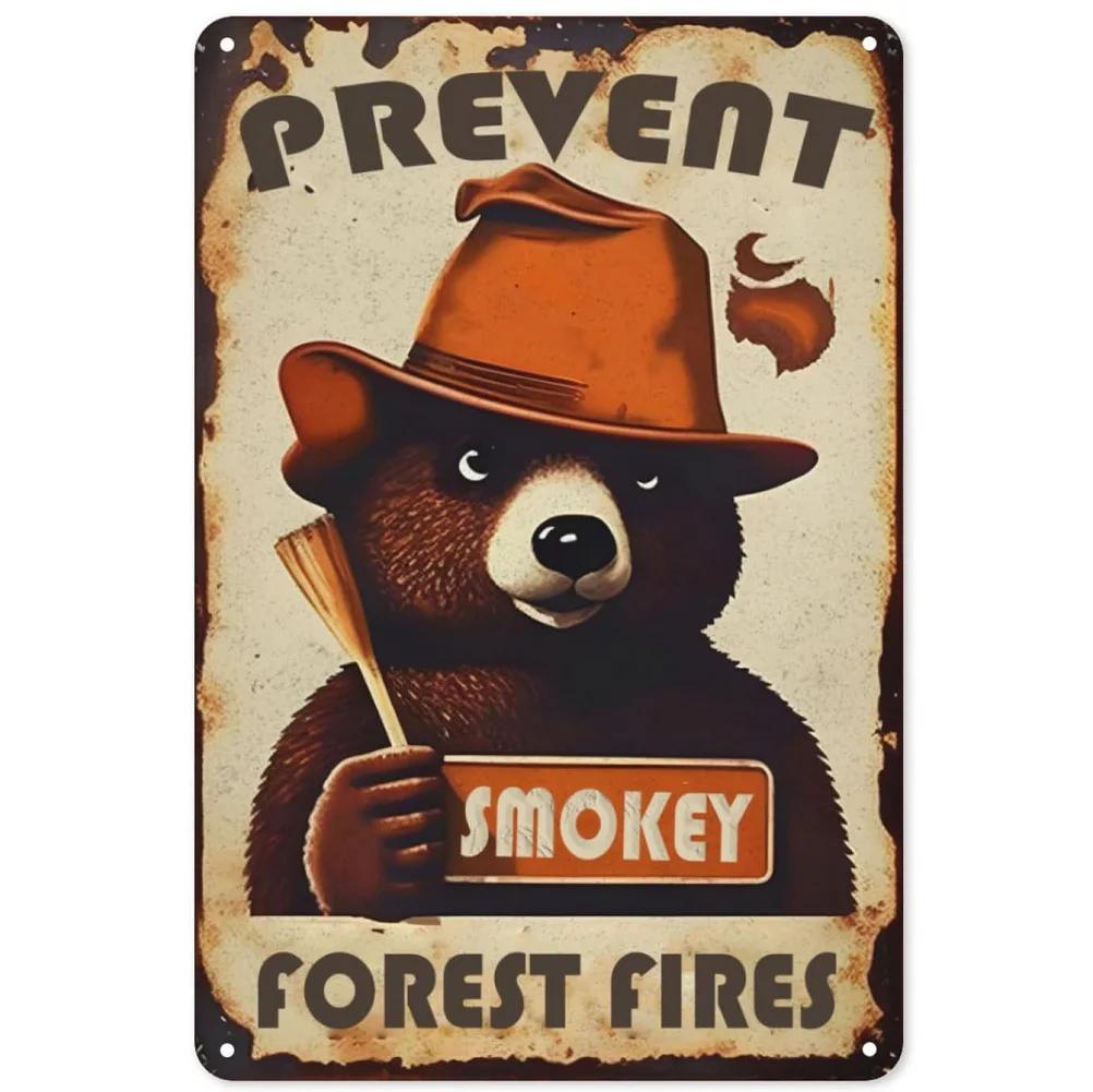 Warning Metal Tin Signs Plaque Prevent WildFires Wall Decoration Vintage Iron Painting Art Posters for Forest Home Cafe Club Bar