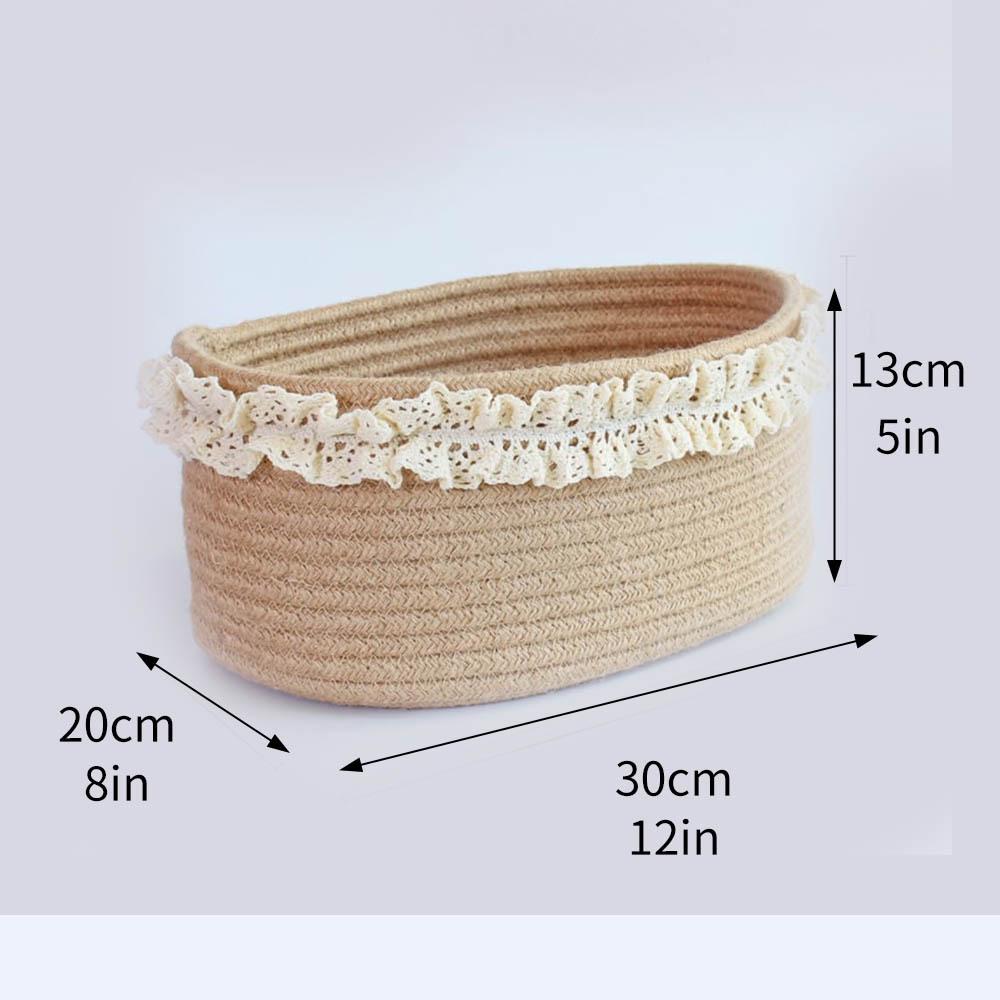Cartoon Woven Cotton Rope Storage Basket for Cat, Remotes, Sundries, and Cosmetics