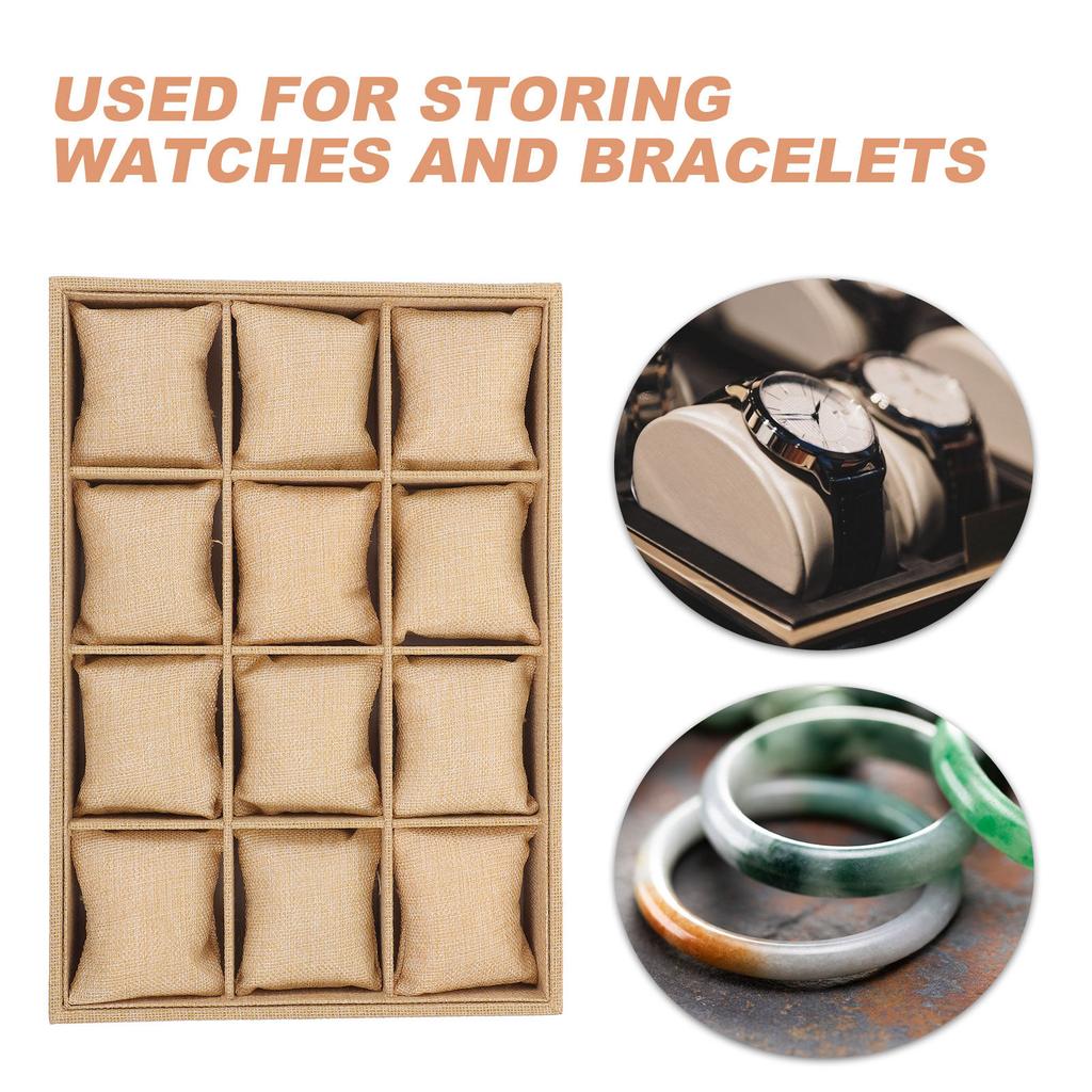 1Set Jewelry Organizer Tray Bracelet Display Holder Watch Tray Soft Lining Desktop Storage Space-Saving Multi-Grid Design