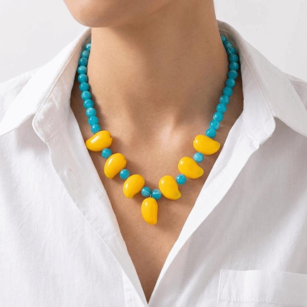 Colorful Multi Layer Choker 3D Fruit Beaded Clavicle Chain Neck Jewelry Holiday Accessories