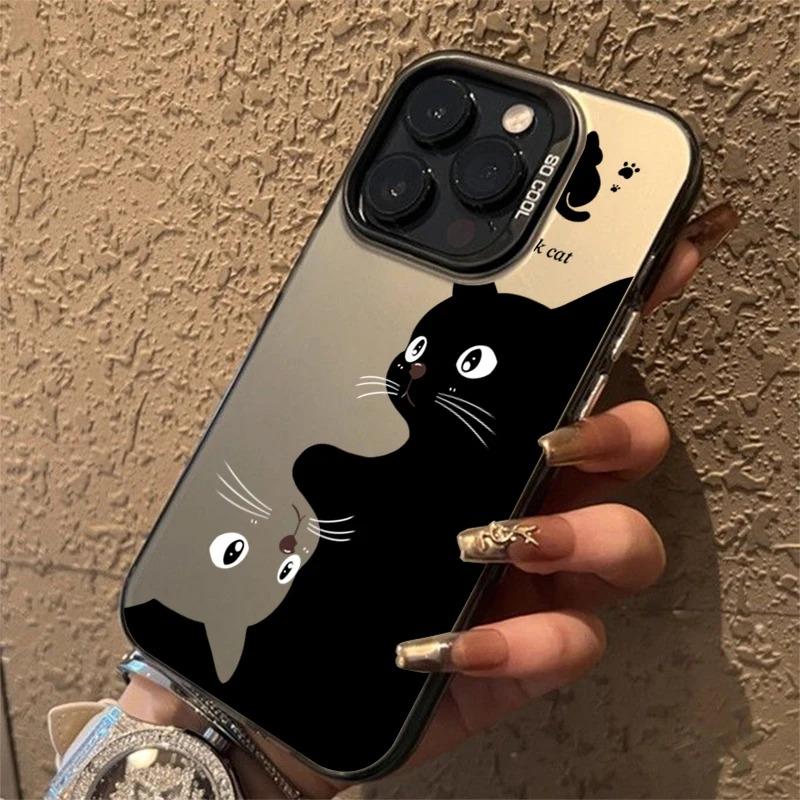 Urocze Kreskówkowe Czarne Koty Etui na Telefon Dla iPhone 16 15 Pro Max 14 13 12 11 Pro Max XS XR 7 8 Plus Wstrząsoodporne Silikonowe Miękkie TPU Pokrowiec