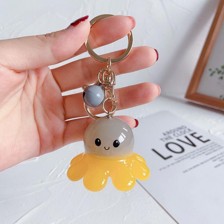 Cute Octopus Keychain With Colorful Acrylic Pendant Metal Material Unisex Style