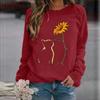 Women's Sweater Crew Neck Casual Loose Pullover Printed Long Sleeve Comfortable Long Sleeve T-Shirt