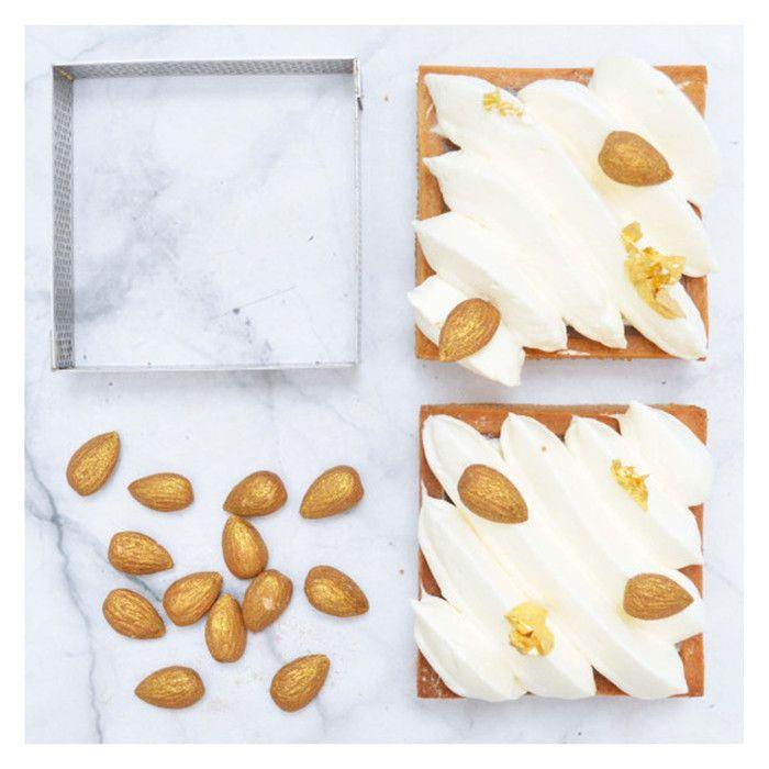 Tart Ring - Scrapcooking - Stainless Steel Square - Pack of 4 - 8 Cm - Perforated