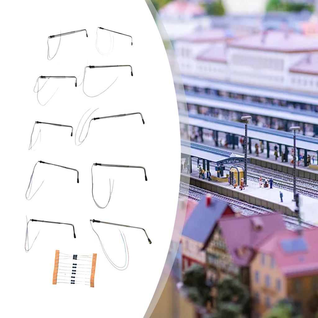 10Pc OO Scale HO Scale Lantern Modern Street Lighting Street Light Lamp 10cm Model Railroads For Diy Home Decor