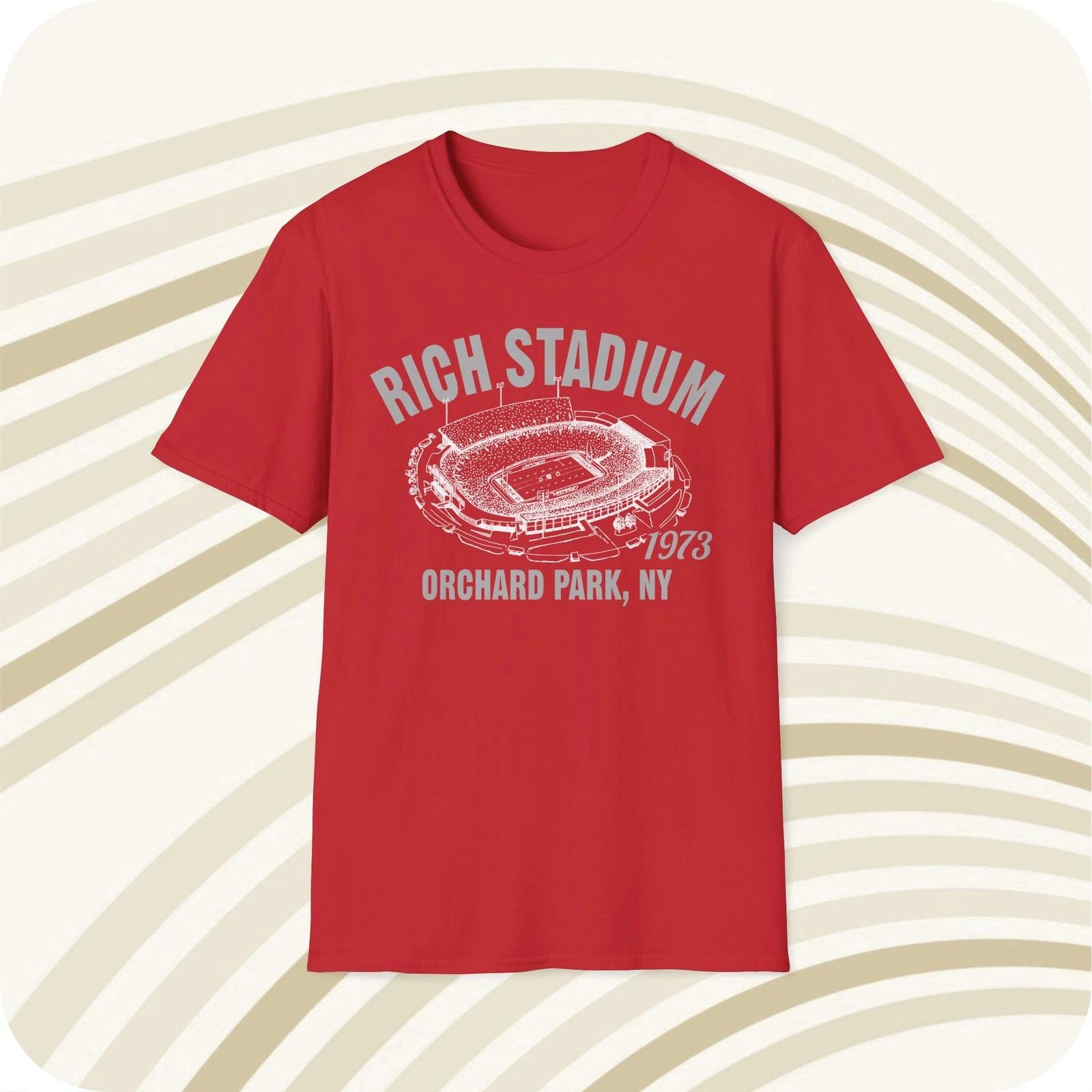 Throwbackmax Rich Stadium 1973 Classic Cut Football T shirt - Buffalo Bills XL