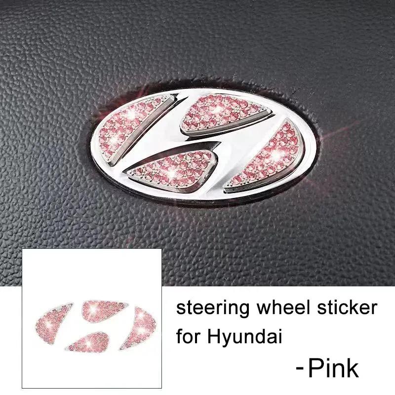3D Bling Steering Wheel Emblem Sticker Decal Rhinestone Women Accessories Decoration for Hyundai All Models