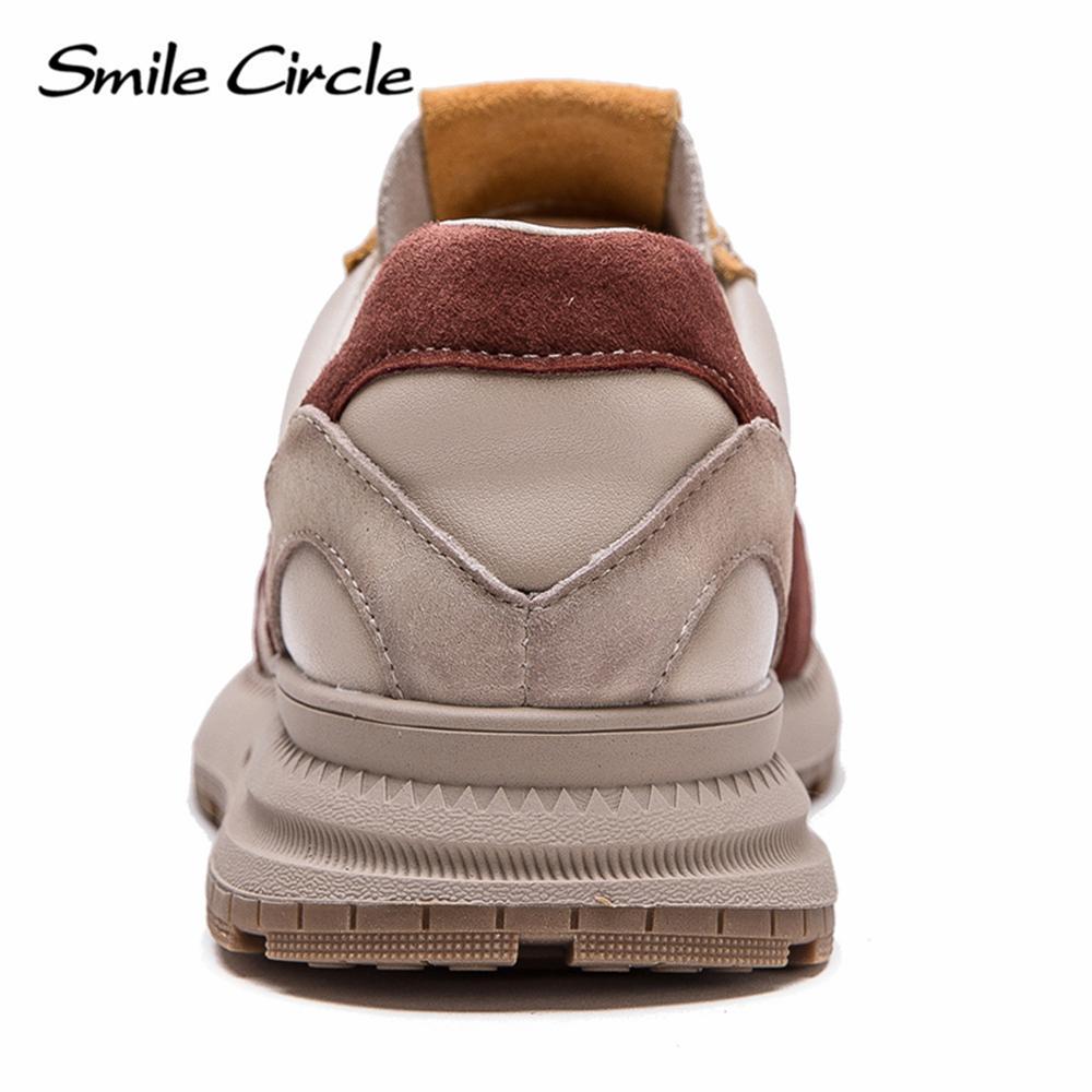 Damen Freizeitschuhe aus echtem Leder mit runder Zehenpartie und Schnürung, modische und bequeme Sneakers