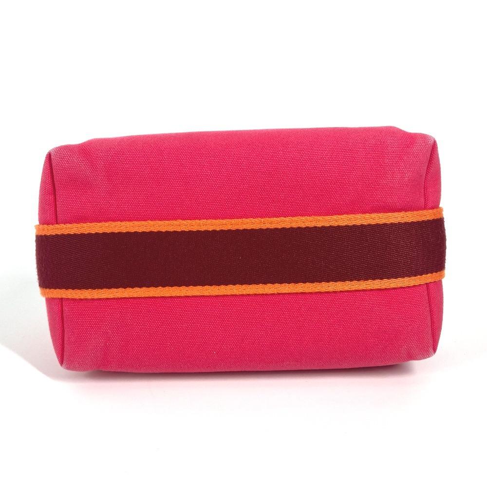 HERMES Brida Black PM Pouch bag vanity bag Hand Bag Canvas hibiscus pink