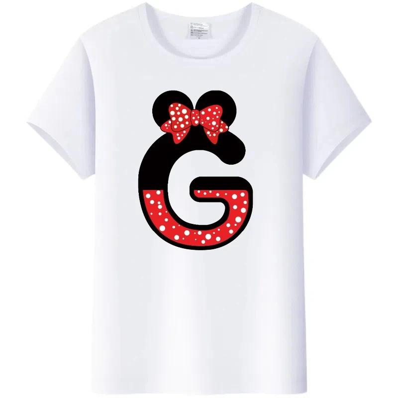 Fashion Blouses Letters Cartoon Mickey Mouse Minnie Printed Family T-Shirts Tshirt Harajuku 90S Top Gift Unisex