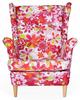 ARI PRINT Wing Chair with Footrest Scandinavian Family Furniture Pink Barbi