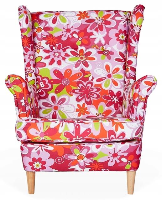 ARI PRINT Wing Chair with Footrest Scandinavian Family Furniture Pink Barbi