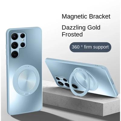 Coque magnétique avec support Magsafe pour Samsung Galaxy S24 S23 S22 Ultra Plus, résistante aux chocs, rigide, mate, support rotatif à 360 °, coque arrière de protection