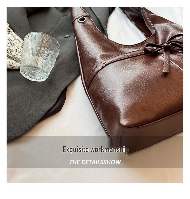 Autumn 2025 Women's High-End Soft Leather Tote Bag - Fashionable Single Shoulder Underarm Commuter Bag