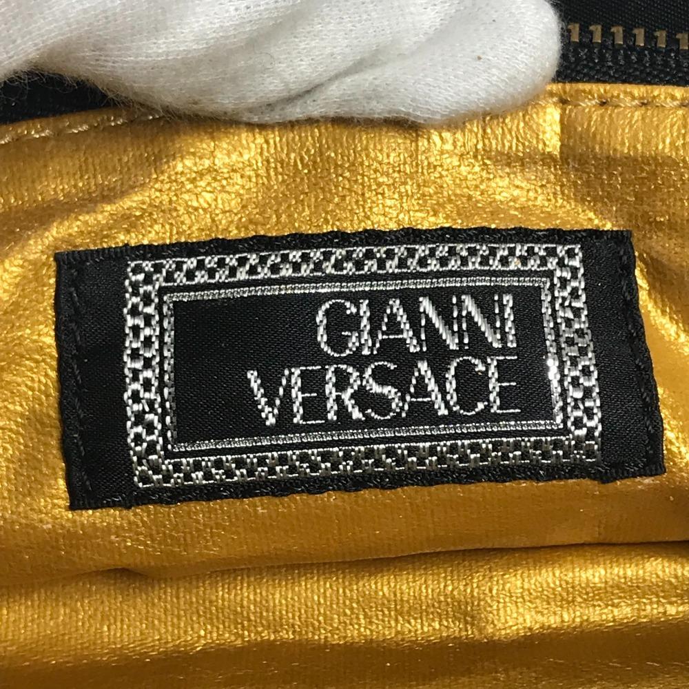Versace Vintage Logo Sunburst Tote Bag Chain Shoulder Bag Black/Gold