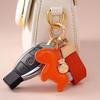Immediately rich hand rope keychain, leather cartoon pony pendant couple bag Internet celebrity car keychain
