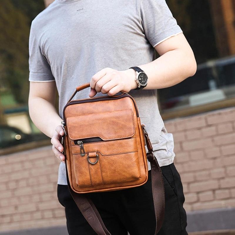 PU Leather Shoulder Bags for Men Crossbody Bag Travel Office Business Bag